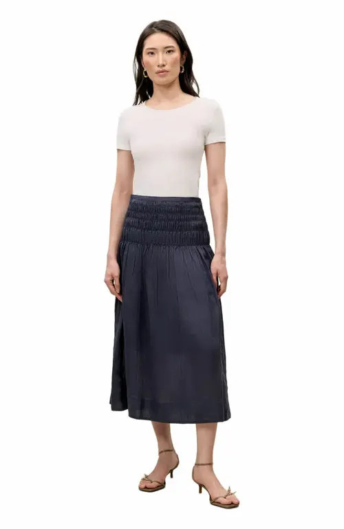 Rebecca Taylor Anya Ramie Skirt in Navy at Nordstrom, Size X-Small | Nordstrom