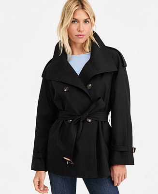 Women's Funnel-Neck Belted Trench Coat | Macy's