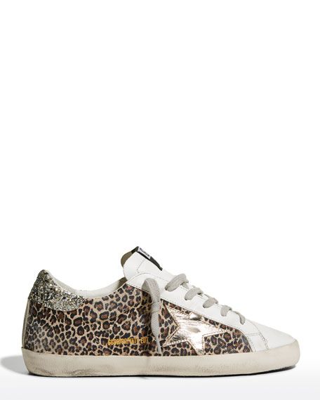 Golden Goose Superstar Leopard-Print Suede Glitter Sneakers | Neiman Marcus