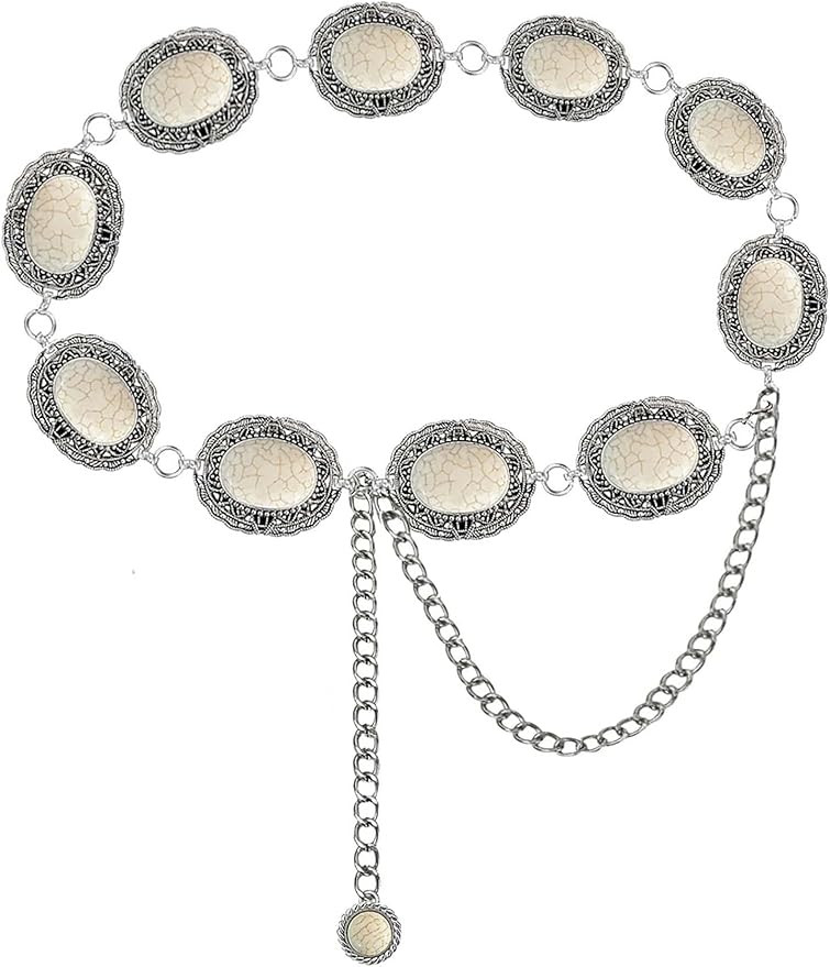 TOPACC Metal Concho Belts for Women Western Cowgirl Turquoise Boho Chain Belts for Dress Jeans | Amazon (US)