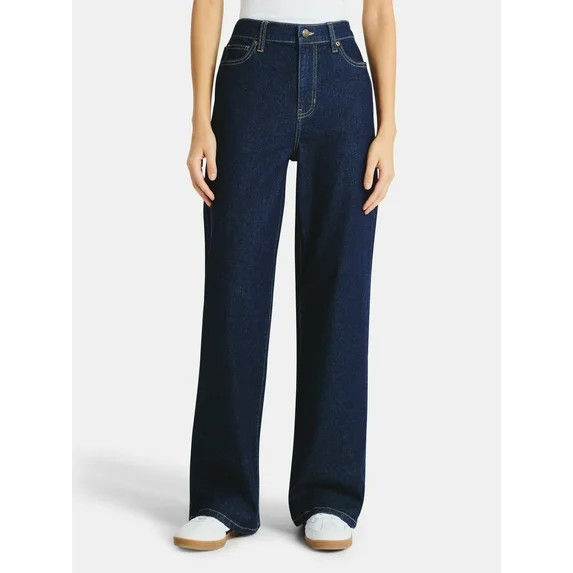 No Boundaries High Rise Baggy Wide Leg Jeans, 30'' Inseam, Women’s | Walmart (US)