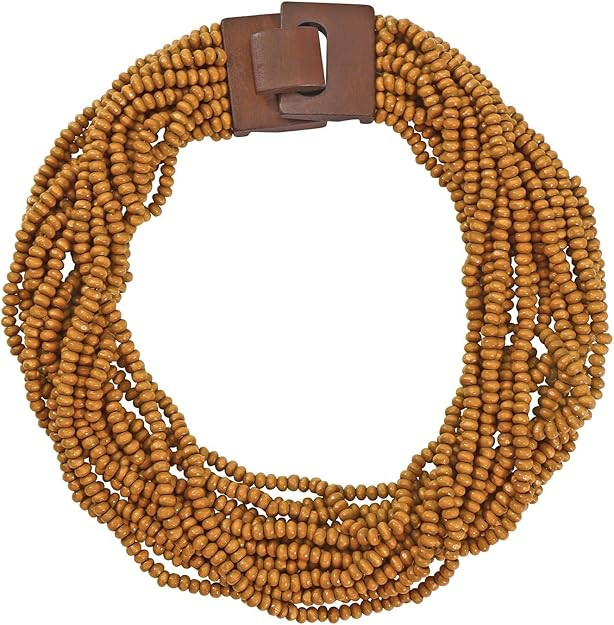 Beaded Strand Necklace for Women Boho Chunky Beaded Strand Necklace Bohemian Summer Beach Necklac... | Amazon (US)