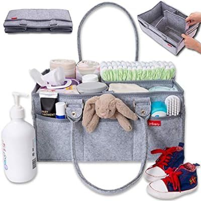 Groverly Baby Diaper Caddy Organizer - Baby Gift Basket | Portable Nursery Changing Table Storage... | Amazon (US)