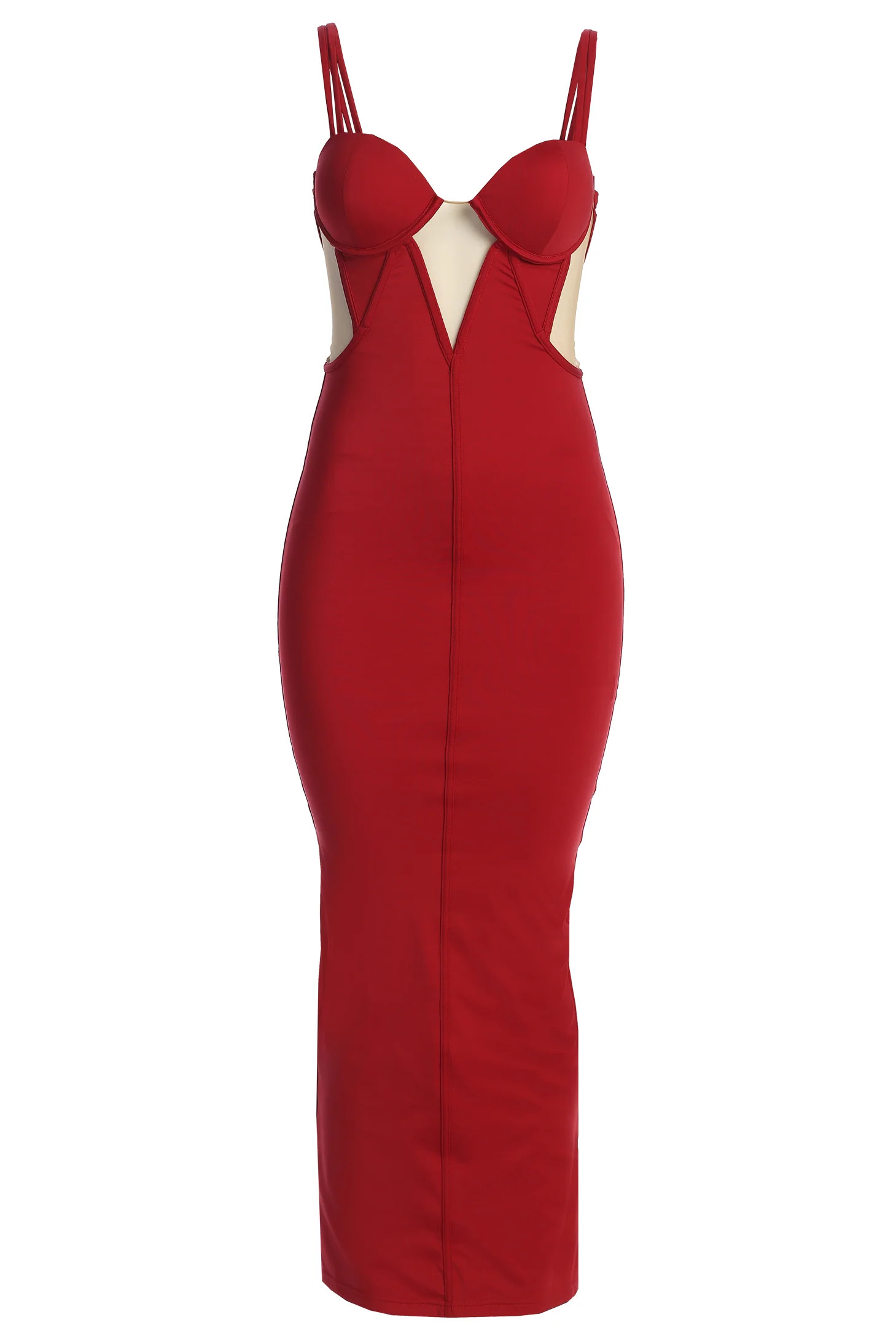 Red Enchantment Bustier Maxi Dress | JLUXLABEL