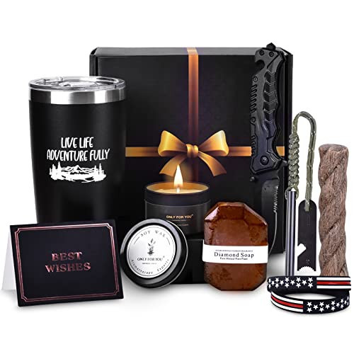 Gift Box for Men, Gift Baskets for Thanksgiving Day, Birthday Men Gifts Set, Unique Gift Ideas, Patriotic Camping Gear for Dad, Husband, Son, Uncle, Boyfriend, Coworker | Amazon (US)