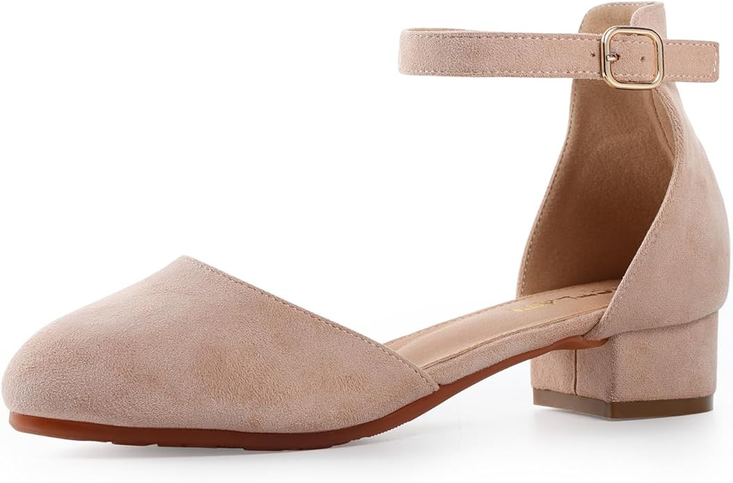 Girls Heels Closed Toe Chunky Sandals Formal Dress Shoes Flower Girl Ankle Strap Pointed Toe Heel... | Amazon (US)