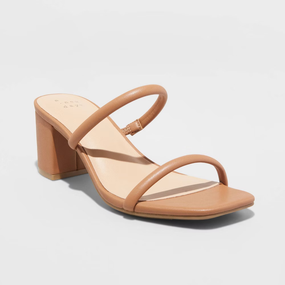 Women's Cris Wide Width Heels - A New Day Light Brown 9W | Target