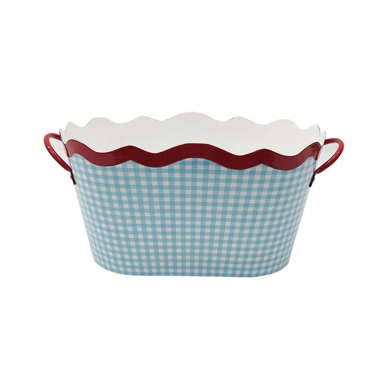 Celebrate It 17.25" Blue Gingham Bucket , Red, White, & Blue Party Supplies and Decorations for M... | Walmart (US)