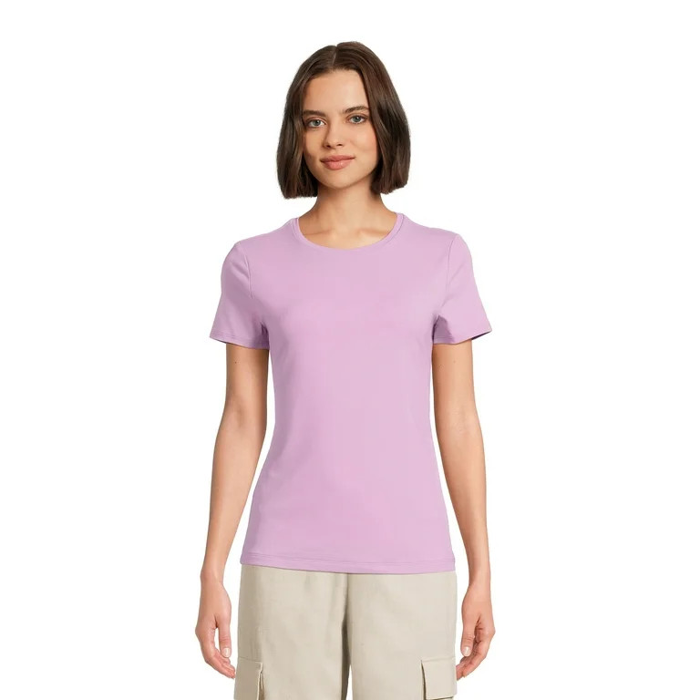 Time and Tru Women's Short Sleeve Smoothing T-Shirt, Sizes XS-XXXL - Walmart.com | Walmart (US)