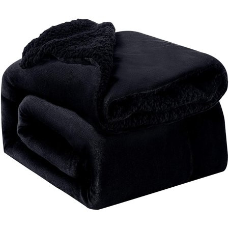Golden Home Sherpa Fleece Blanket Throw Size Black Plush Throw Blanket Fuzzy Soft Blanket Microfiber | Walmart (US)