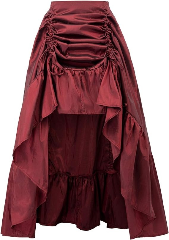 Scarlet Darkness Women's Gothic Steampunk Skirt Victorian High-Low Bustle Skirt | Amazon (US)