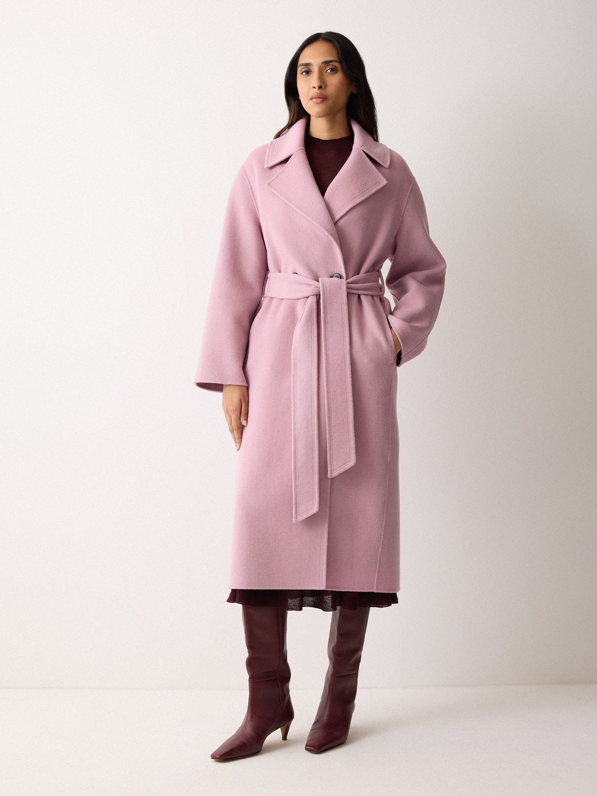 Double Faced Wool Wrap Coat | Pink | Jigsaw (UK)