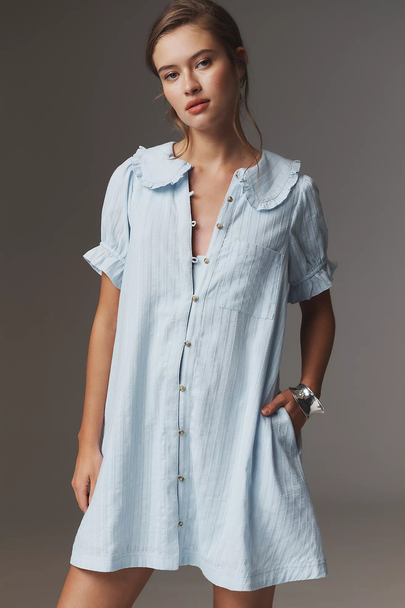 The Keira Collared Button-Front Mini Dress by Pilcro | Anthropologie (US)