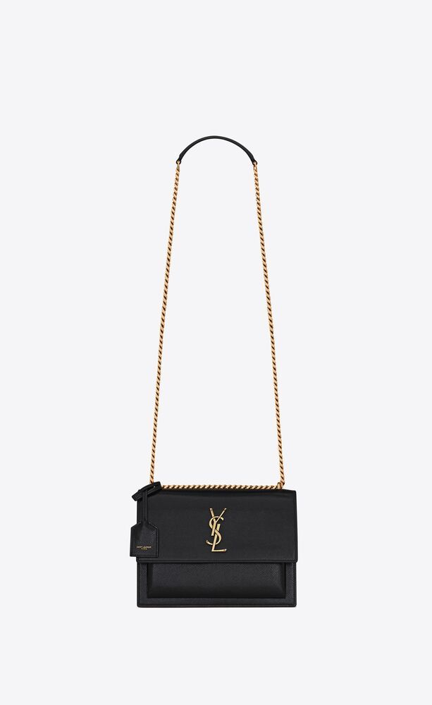 sunset medium chain bag in coated bark leather | Saint Laurent Inc. (Global)