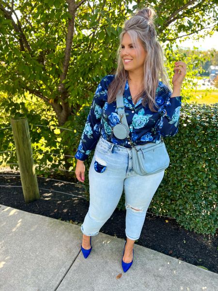 ✨SIZING•PRODUCT INFO✨
⏺ Floral Button Down Shirt - Blue & Green - Silky Feel - Large - TTS - Walmart 
⏺ Powder Blue Crossbody with Coin Strap - Walmart - ⛔️CLEARANCE! 
⏺ Jeans - linked similar from Walmart 
⏺ Heels - linked similar from Amazon

📍Say hi on YouTube•Tiktok•Instagram ✨Jen the Realfluencer✨ for all things midsize-curvy fashion!

👋🏼 Thanks for stopping by, I’m excited we get to shop together!

🛍 🛒 HAPPY SHOPPING! 🤩

#walmart #walmartfinds #walmartfind #walmartfall #founditatwalmart #walmart style #walmartfashion #walmartoutfit #walmartlook  #amazon #amazonfind #amazonfinds #founditonamazon #amazonstyle #amazonfashion #floral #flower #flowers #florallook #flowerlook #lookwithflowers #floralprint #flowerprint #floraloutfit #floweroutfit #outfitwithfloral #outfitwithflowers #floraloutfitinspo #floraloutfitinspiration #floraloutfitinspiration #floweroutfitinspiration #blue #darkblue #lightblue #navy #navyblue #babyblue #cobaltblue #grayblue #teal #tealblue #blueoutfit #blueoutfitinspo #bluestyle #blueshirt #bluepants #blueoutfitinspiration #outfitwithblue #bluelook #denimoutfit #jeansoutfit #denimstyle #jeansstyle #denim #jeans #style #inspo #fashion #jeansfashion #denimfashion #jeanslook #denimlook #jeans #outfit #idea #jeansoutfitidea #jeansoutfit #denimoutfitidea #denimoutfit #jeansinspo #deniminspo #jeansinspiration #deniminspiration  
#under20 #under30 #under40 #under50 #under60 #under75 #under100 #affordable #budget #inexpensive #budgetfashion #affordablefashion #budgetstyle #affordablestyle #curvy #midsize #size14 #size16 #size12 #curve #curves #withcurves #medium #large #extralarge #xl  


#LTKunder50 #LTKcurves #LTKstyletip