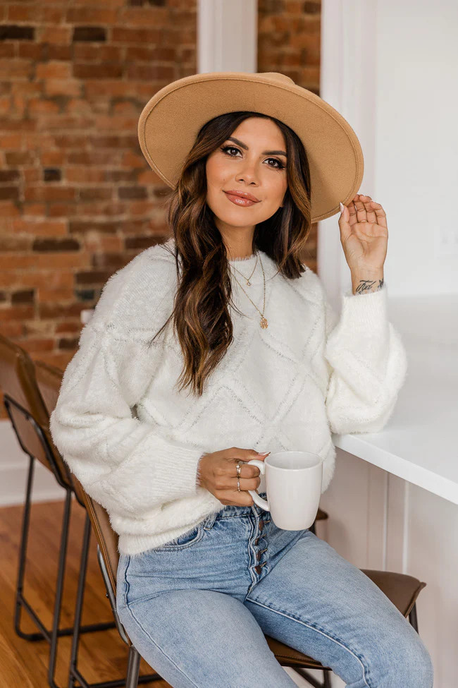 Another Memory Ivory Diamond Textured Sweater FINAL SALE | The Pink Lily Boutique