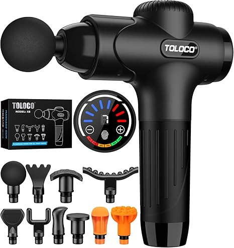 TOLOCO Massage Gun Deep Tissue, Percussion Massage Gun with 10 Replacement Heads, Super Quiet Por... | Amazon (US)
