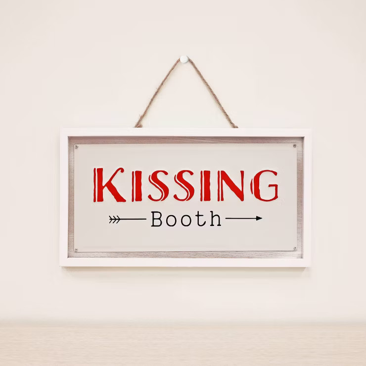 7.5"x 14" Valentine's Day Hanging Kissing Booth Wall Sign - Spritz™ | Target