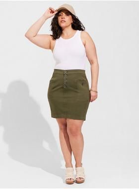 Mini Twill Button Fly Skirt | Torrid (US & Canada)