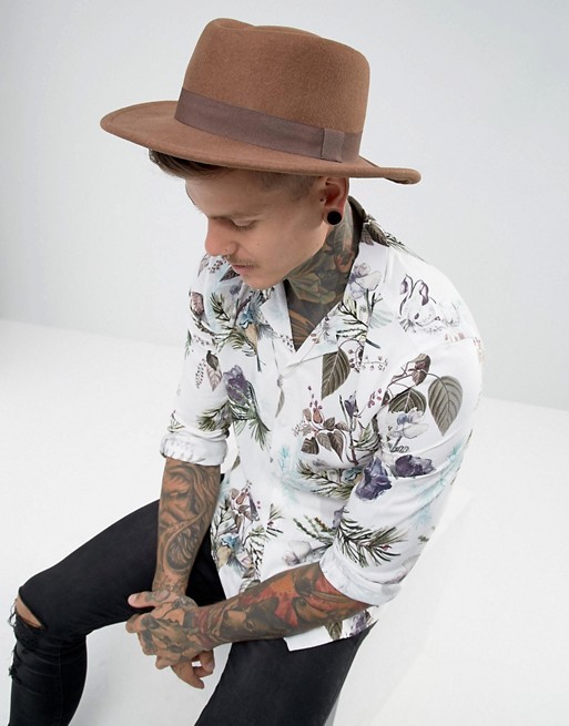 ASOS DESIGN - Chapeau pork pie avec calotte motif losange - Fauve | ASOS FR