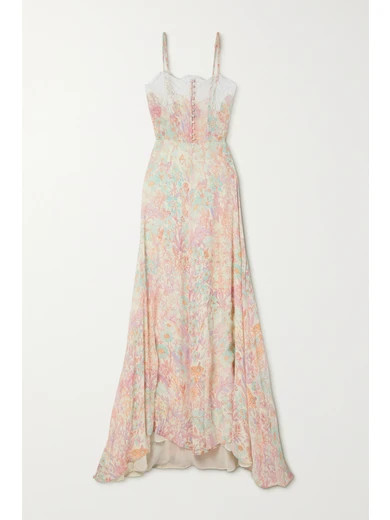 LoveShackFancy - Elma Lace-trimmed Floral-print Crepon Maxi Dress - Pink | NET-A-PORTER (US)