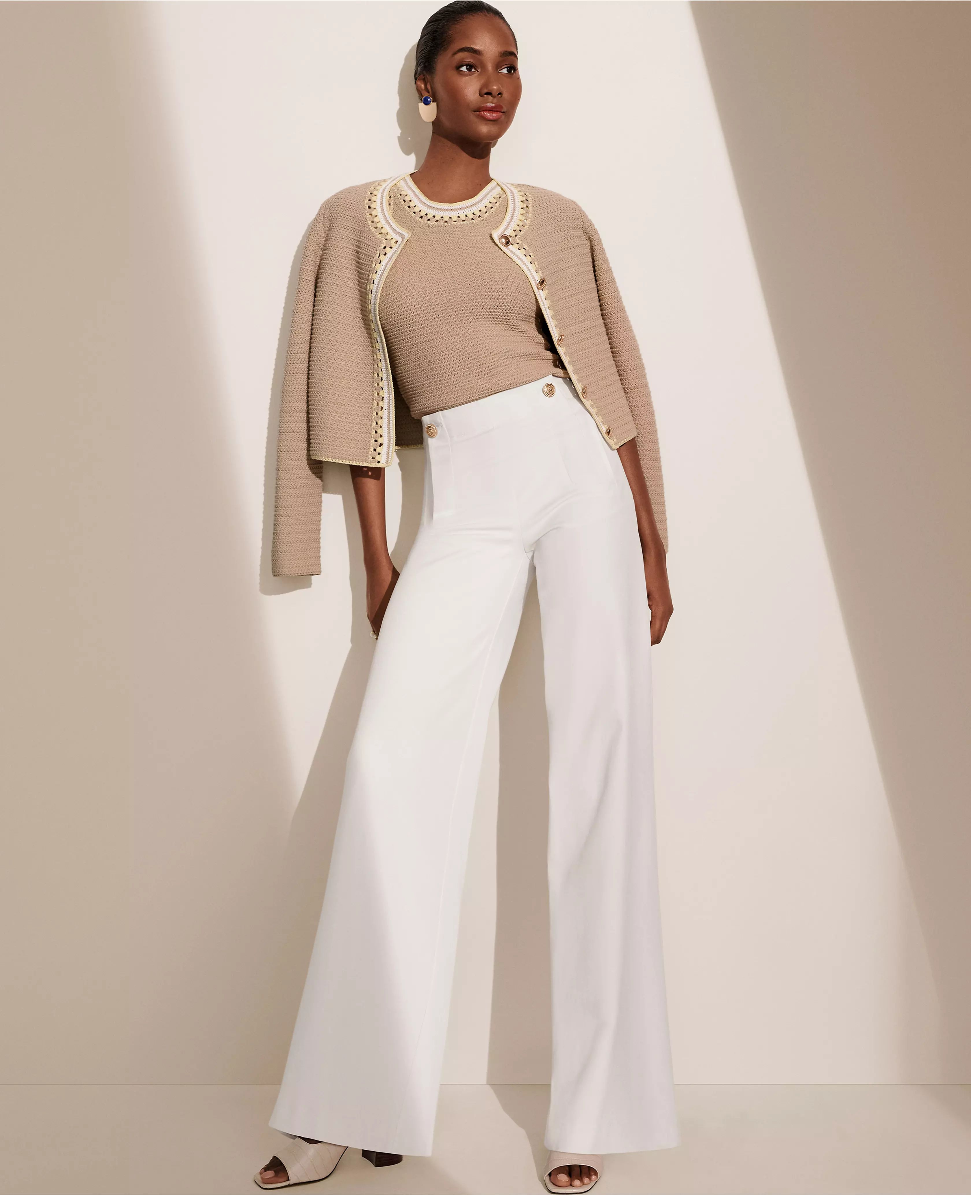 The Petite Wide Leg Sailor Palazzo Pant in Twill | Ann Taylor (US)