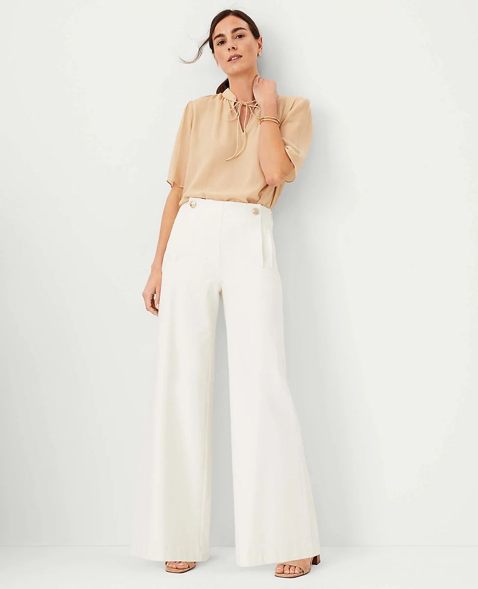 Petite The Wide Leg Sailor Palazzo Pant in Twill | Ann Taylor (US)