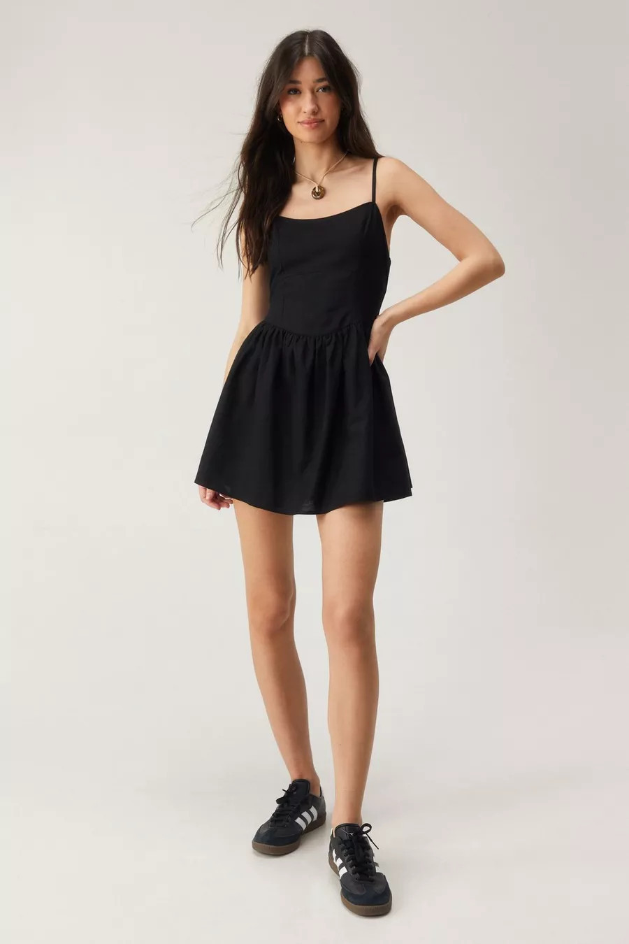 Linen Mix Corset Mini Skater Dress | Nasty Gal US