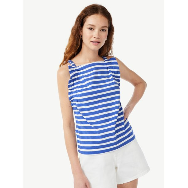 Free Assembly Women's Shirred Flounce Tank Top - Walmart.com | Walmart (US)