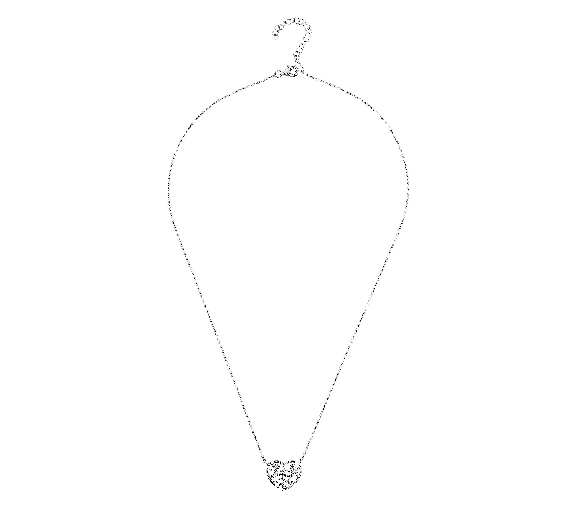 Silver Style Scroll Heart Design Necklace, Ster ling | QVC