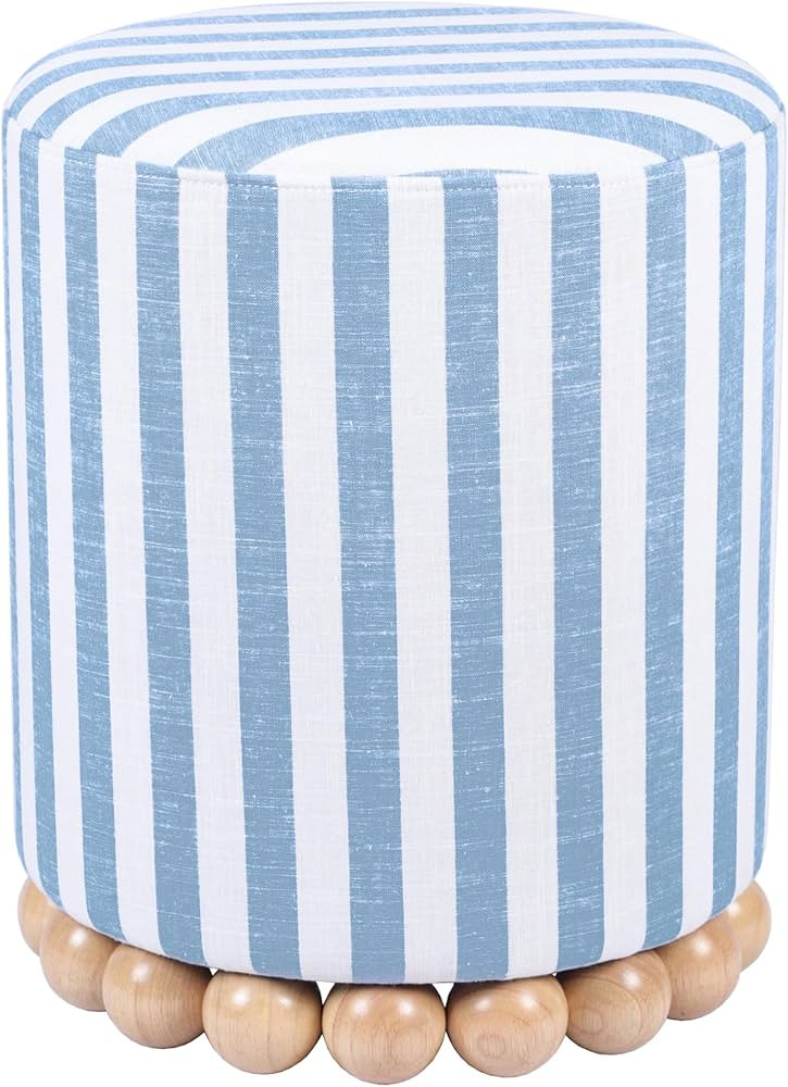 Tov Furniture Dex Pastel Blue Striped Linen Ottoman | Amazon (US)