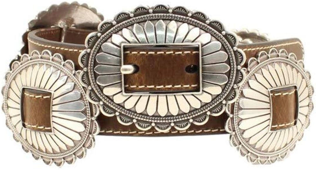 M&F Western Nocona Ladies Belt with Floral Silver Conchos, Brown | Amazon (US)