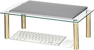 mDesign Flat Glass Platform Table - Large Riser Shelf for Laptop, Computer Screens, Notebook, Mon... | Amazon (US)