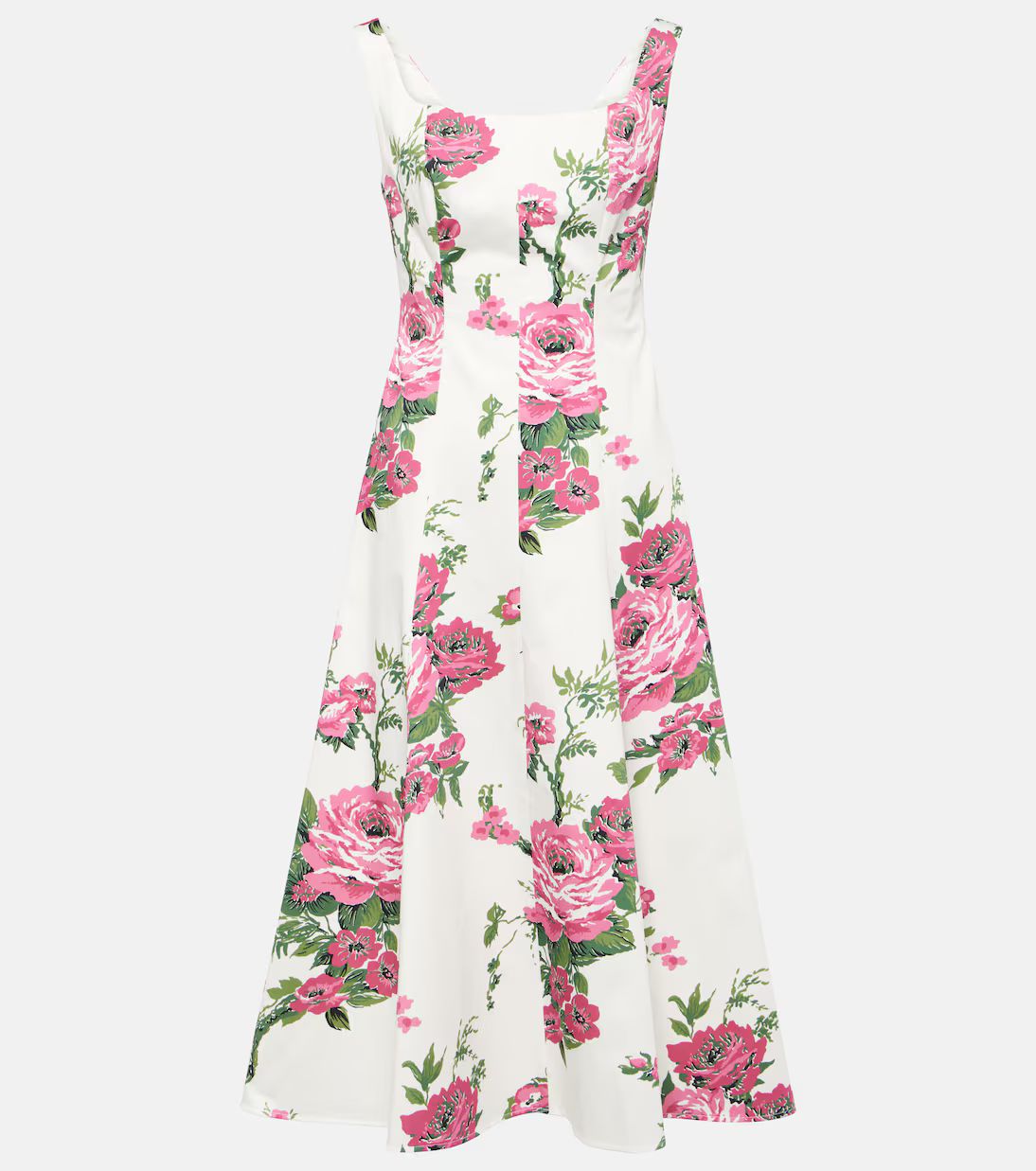 Floral flared cotton-blend midi dress | Mytheresa (US/CA)
