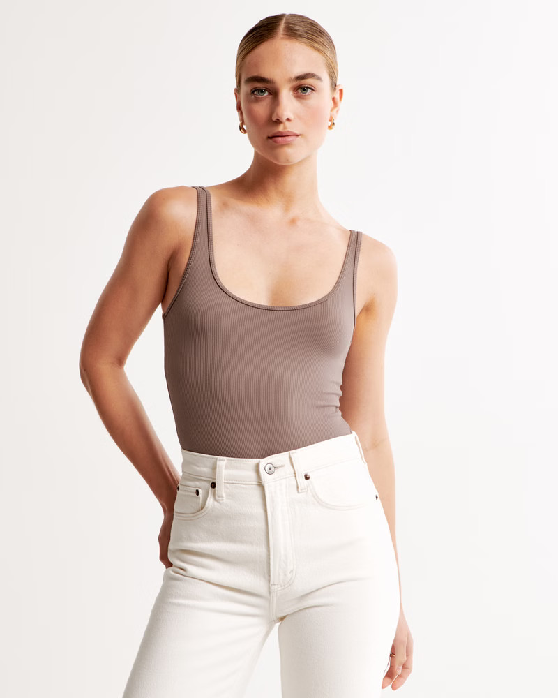 Seamless Rib Fabric Scoopneck Bodysuit | Abercrombie & Fitch (US)