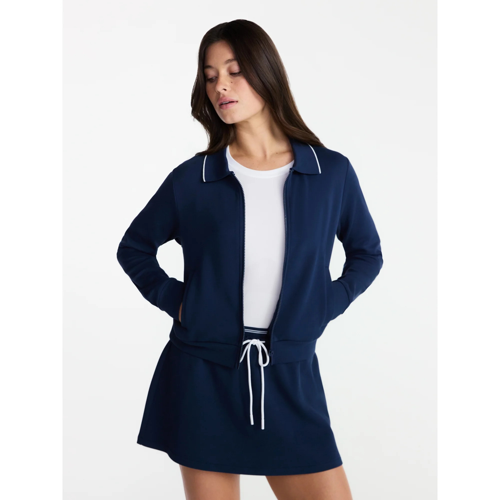 Avia Women's and Women's Plus Zip Front Pique Knit Jacket, Sizes XS-4X | Walmart (US)