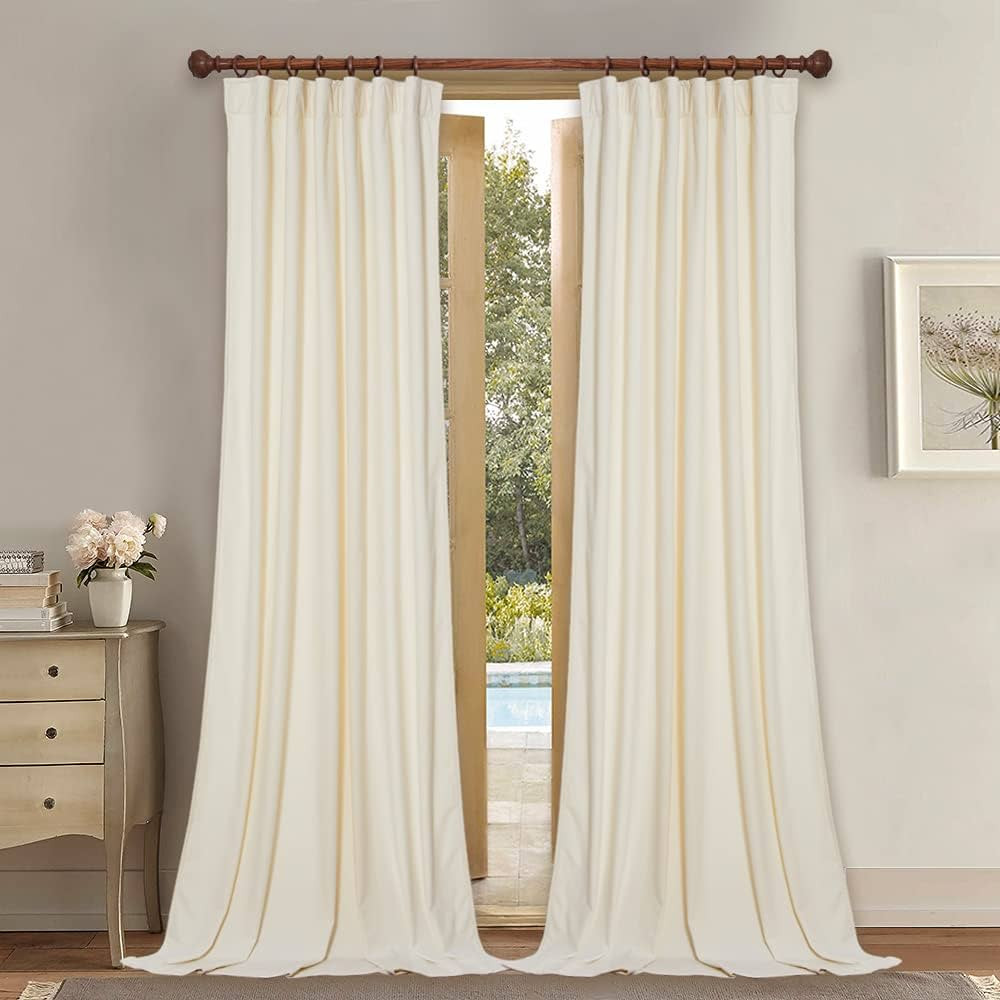 StangH Cream White Velvet Curtains-Luxury White Window Curtains 84 inches Long for Living Room Li... | Amazon (US)