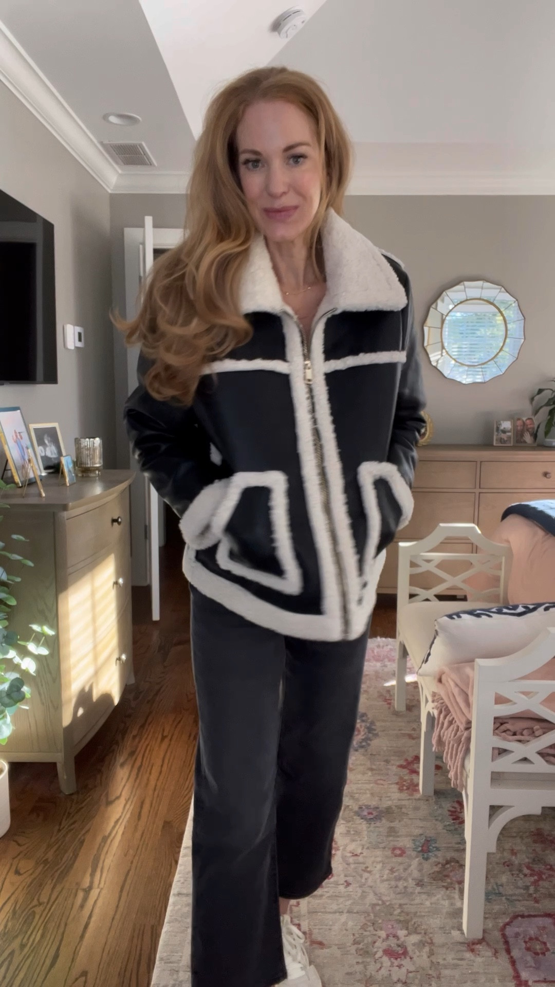 🚨Newsflash! Levi’s jeans are back and better than ever! I love this pair of high-rise straight jeans in black wash. They are so comfortable, fit true to size (I’m in a 28) and are perfect without being too baggy. 
Also! This leather and Sherpa jacket from Amazon is my new favorite fall piece. I ordered an extra large so it would be oversized and fit with thicker sweaters under it. Bring on the bonfires! 

#LTKVideo #LTKFindsUnder100 #LTKSeasonal