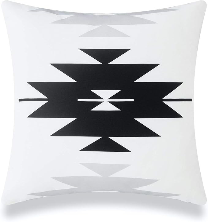 Hofdeco Modern Boho Patio Indoor Outdoor Pillow Cover ONLY for Backyard, Couch, Sofa, Black Gray ... | Amazon (US)