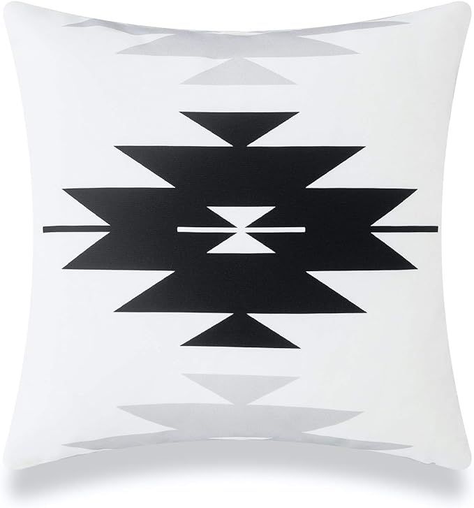 Hofdeco Modern Boho Patio Indoor Outdoor Pillow Cover ONLY for Backyard, Couch, Sofa, Black Gray ... | Amazon (US)
