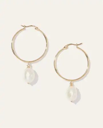 Large Organic Freshwater Cultured Pearl Hoops | Quince | Quince