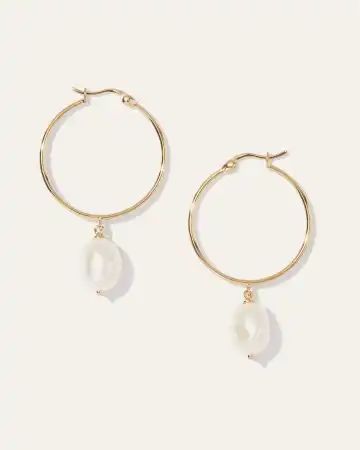 Large Organic Freshwater Cultured Pearl Hoops | Quince | Quince
