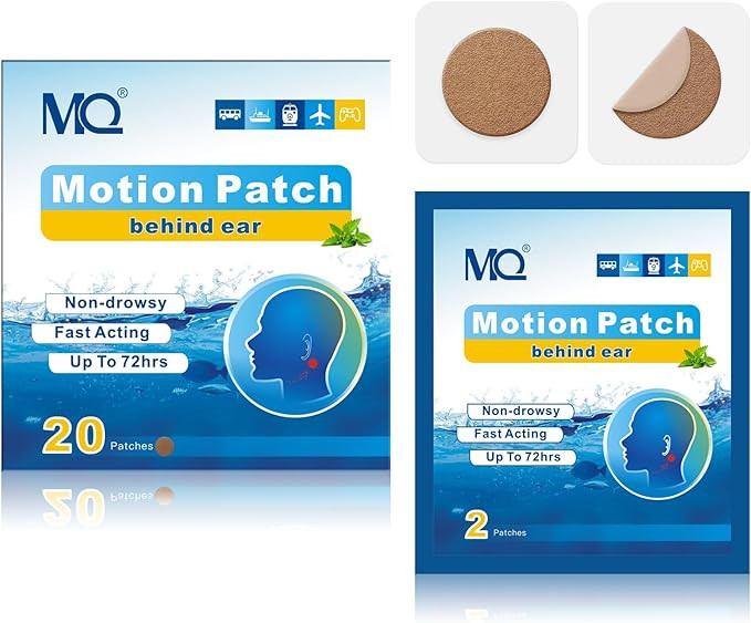 MQ 20ct Motion Sickness Patches, Dark Color, Sea Sickness Patches Non Drowsy & Waterproof, Cruise... | Amazon (US)