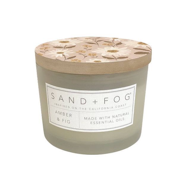 12oz Amber and Fig Scented Candle Tan - Sand + Fog | Target