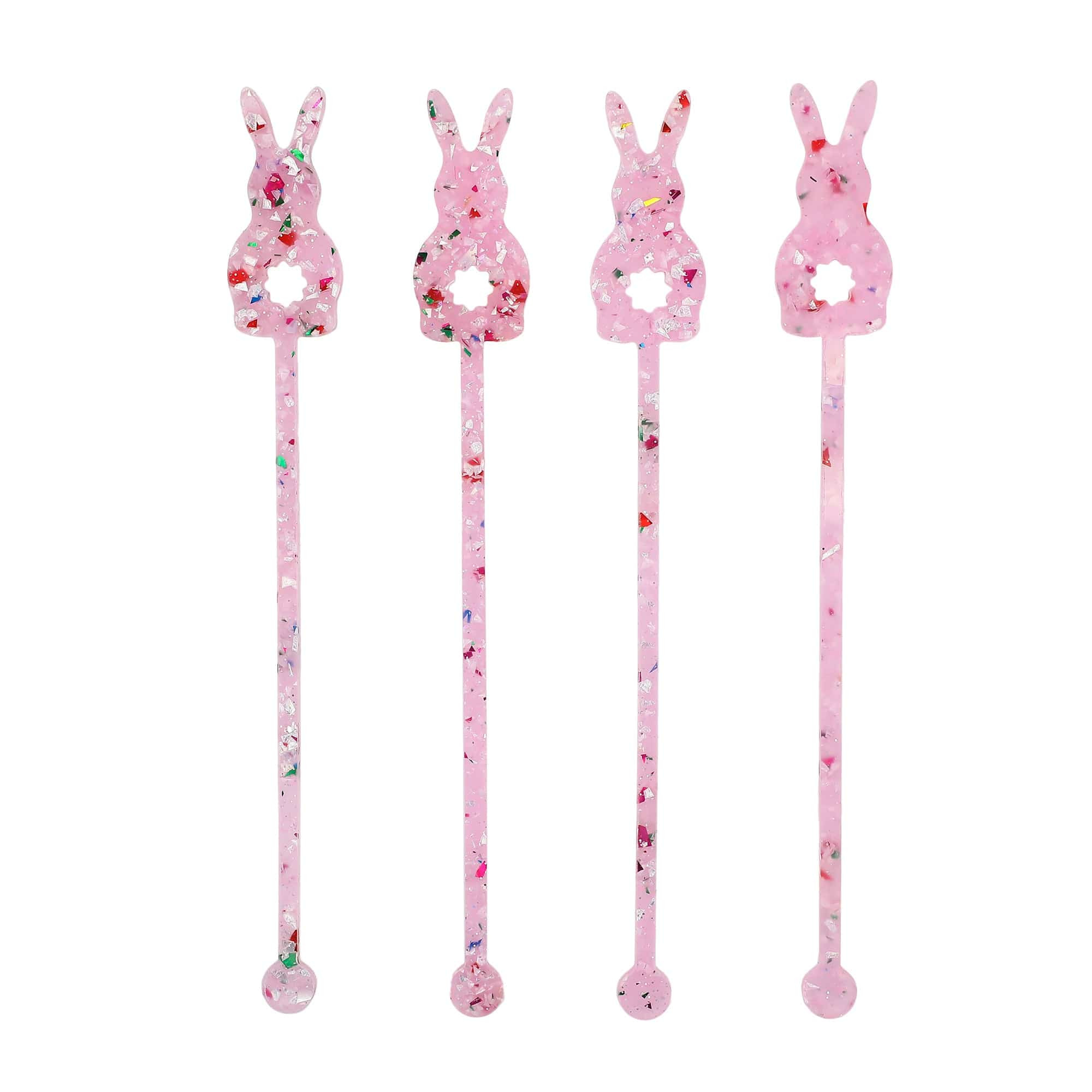 Confetti Bunny Acrylic Drink Stirrers (4 ct) | Packed Party