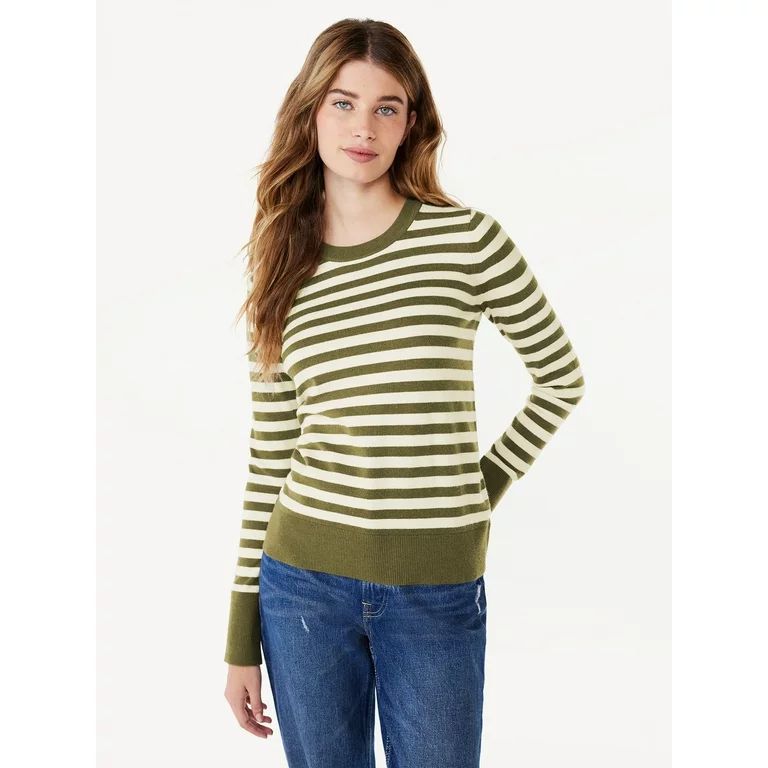 Free Assembly Women’s Crewneck Sweater with Long Sleeves, Midweight, Sizes XS-XXL | Walmart (US)