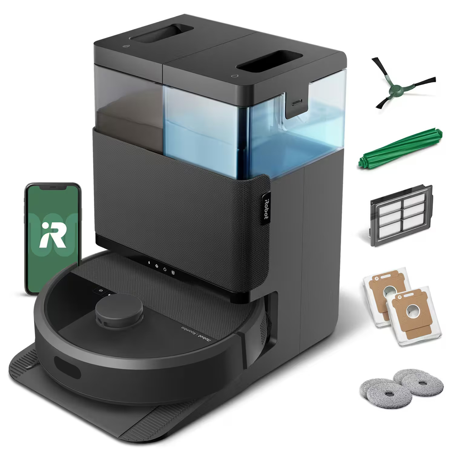 iRobot - Roomba 405 (G185) Combo Vacuum & Mop + AutoWash Dock - Dual Spinning Mop Pads, Self Empties, Intense Suction, Pad Lift - Black | Best Buy U.S.