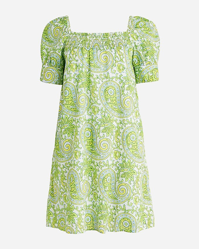 SZ Blockprints™ X J.Crew squareneck puff-sleeve mini dress in citrus paisley | J. Crew US