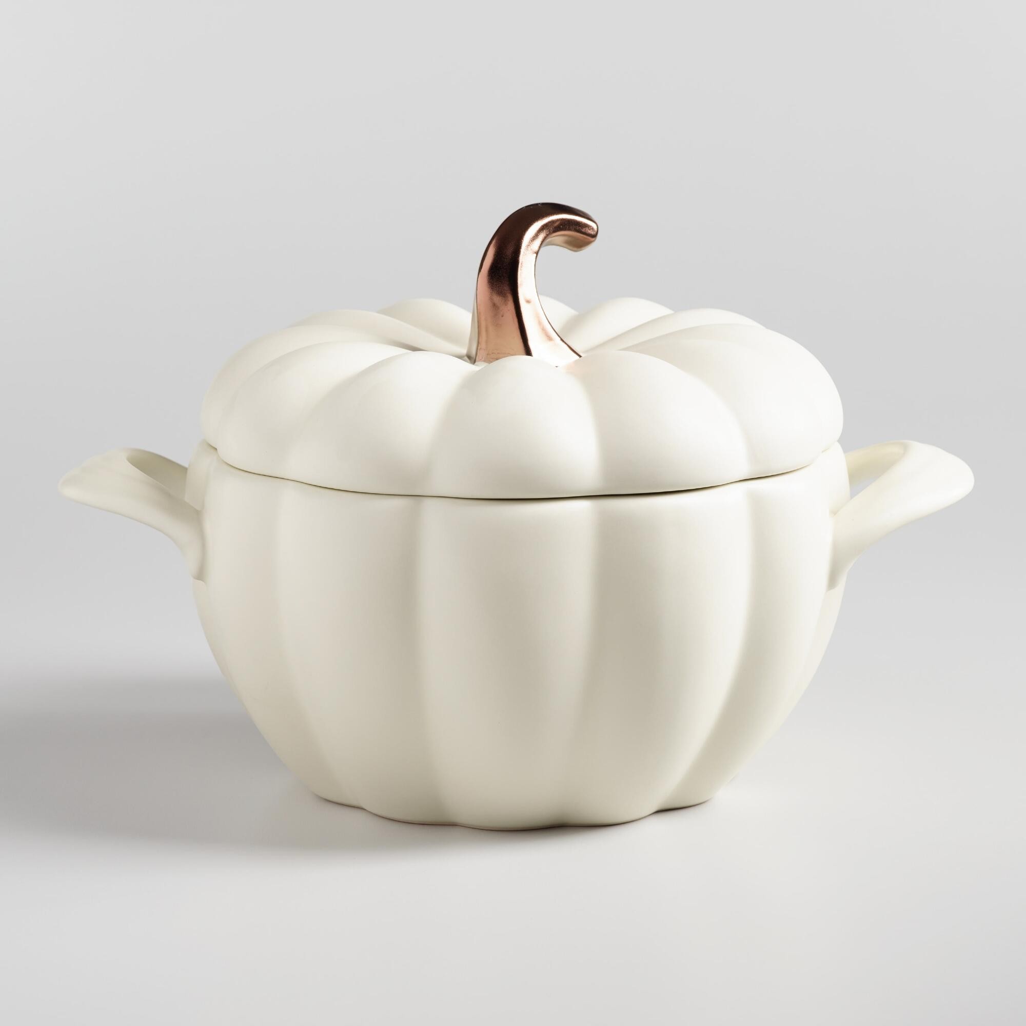 Matte White Ceramic Pumpkin Casserole Baker by World Market | World Market