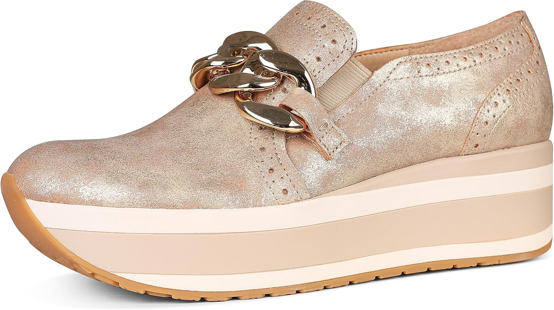 Celbreez Platform Sneakers for Women Round Toe Slip On Classic Wedge Heel Loafers Sneaker Comfort... | Amazon (US)